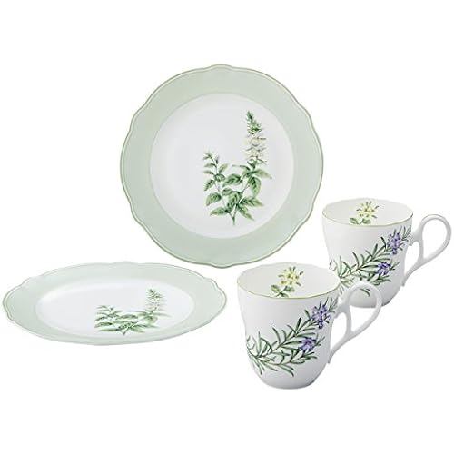 Noritake Mug & Plate Pair Set Mug: 375cc Plate: 22cm English Herbs Microwave Compatible 2 Plates: Bo