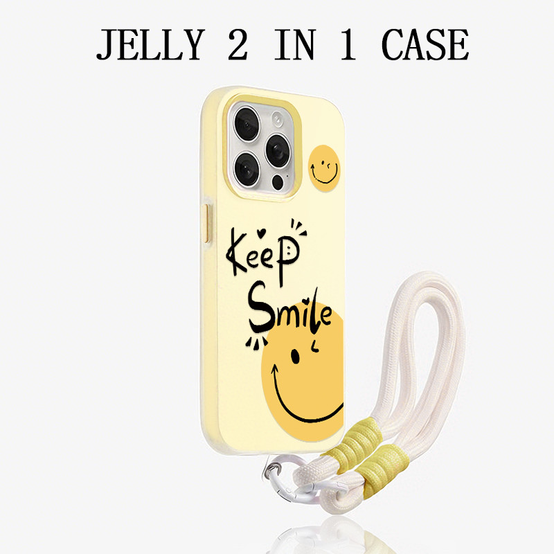 GANTUNGAN Yellow Jelly 2 In 1 Stay Smiling Lanyard Case Vivo V60 Lite Y21D Y05 Y400 V70 Fe Y19S Pro 