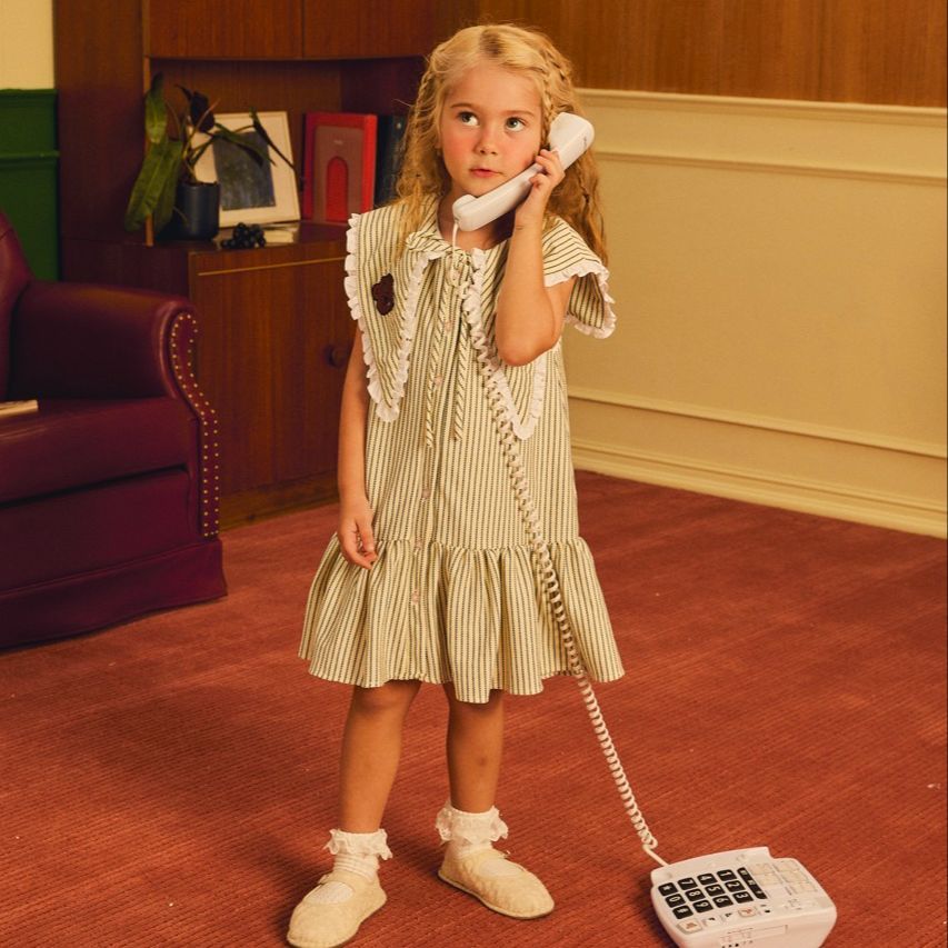 lookbookpetite pommie dress ชุดเดรสเด็ก ลายน้องหมี benny สี black and white stripe