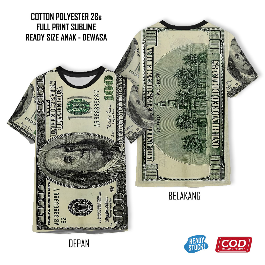 เสื้อยืด American Dollar Money พิมพ์เต็มสุดเท่ | เสื้อผ้า 3D Unisex สําหรับเด็กและผู้ใหญ่ - Sarana3D