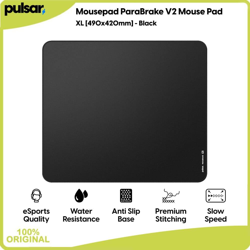 Pulsar Gaming Mousepad ParaBrake V2 แผ่นรองเมาส์ขนาด XL [490x420 มม.] สีดํา Professional Anti Slip E