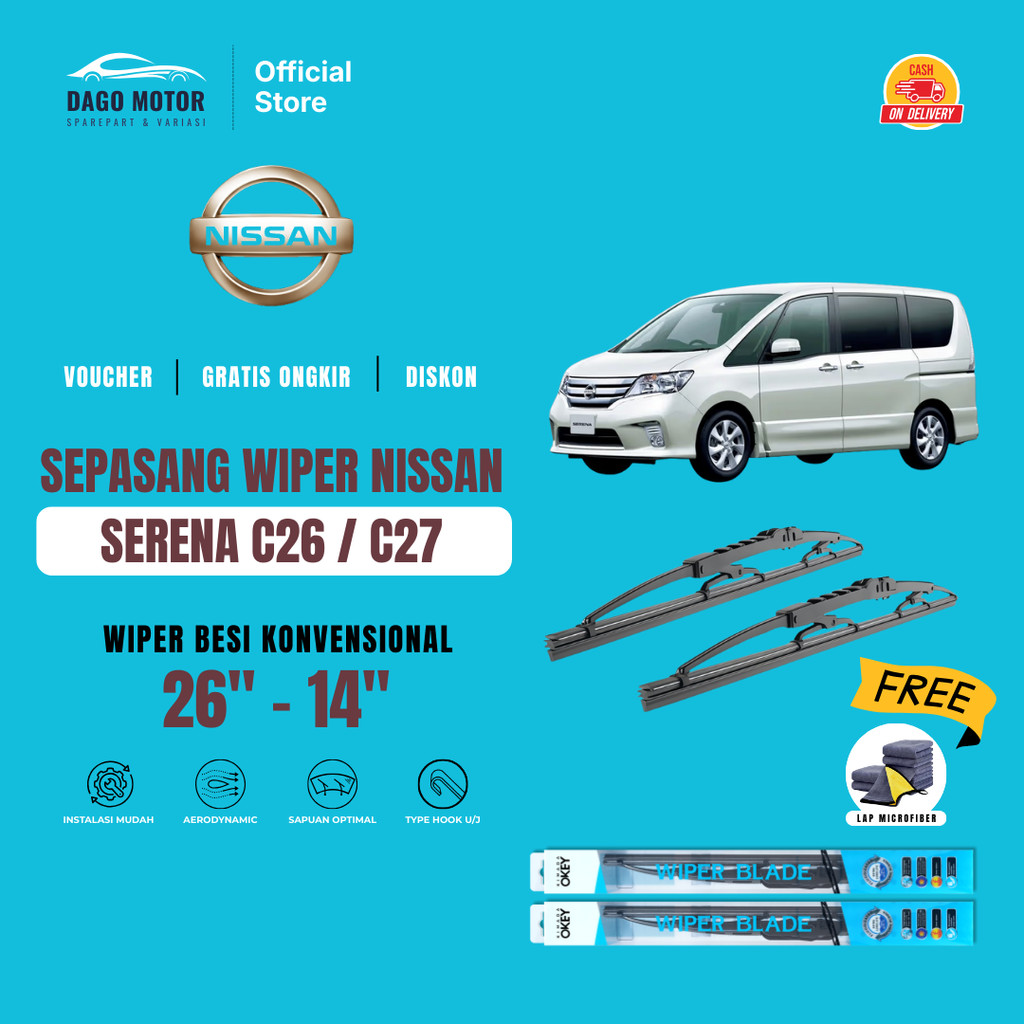 Nissan Serena C26 / C27 ที่ปัดน้ําฝนกระจกรถยนต์ธรรมดาฟรีผ้าไมโครไฟเบอร์