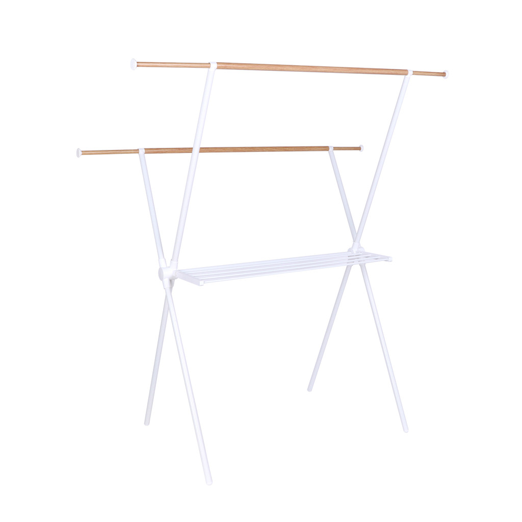 ราวตากผ้าเหล็กพ่นแบบตั้งพื้น KASSA HOME รุ่น HW03-013S-5W สีขาว - เบจ