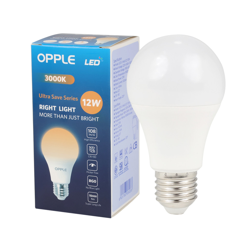 หลอดไฟ LED E27 12W Warm White OPPLE รุ่น LED-US-A60-E27-12W-3000K-CT