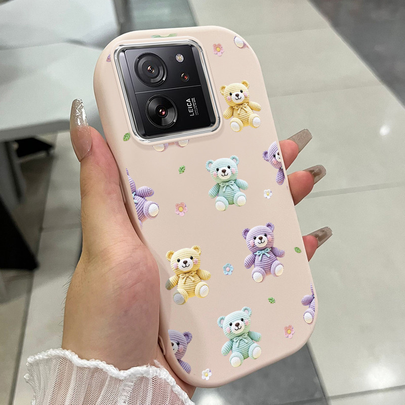 เคสสำหรับ Xiaomi 13T 13T Pro เคสโทรศัพท์หมีแมวขนมหวานกันกระแทกกลมและอ้วน