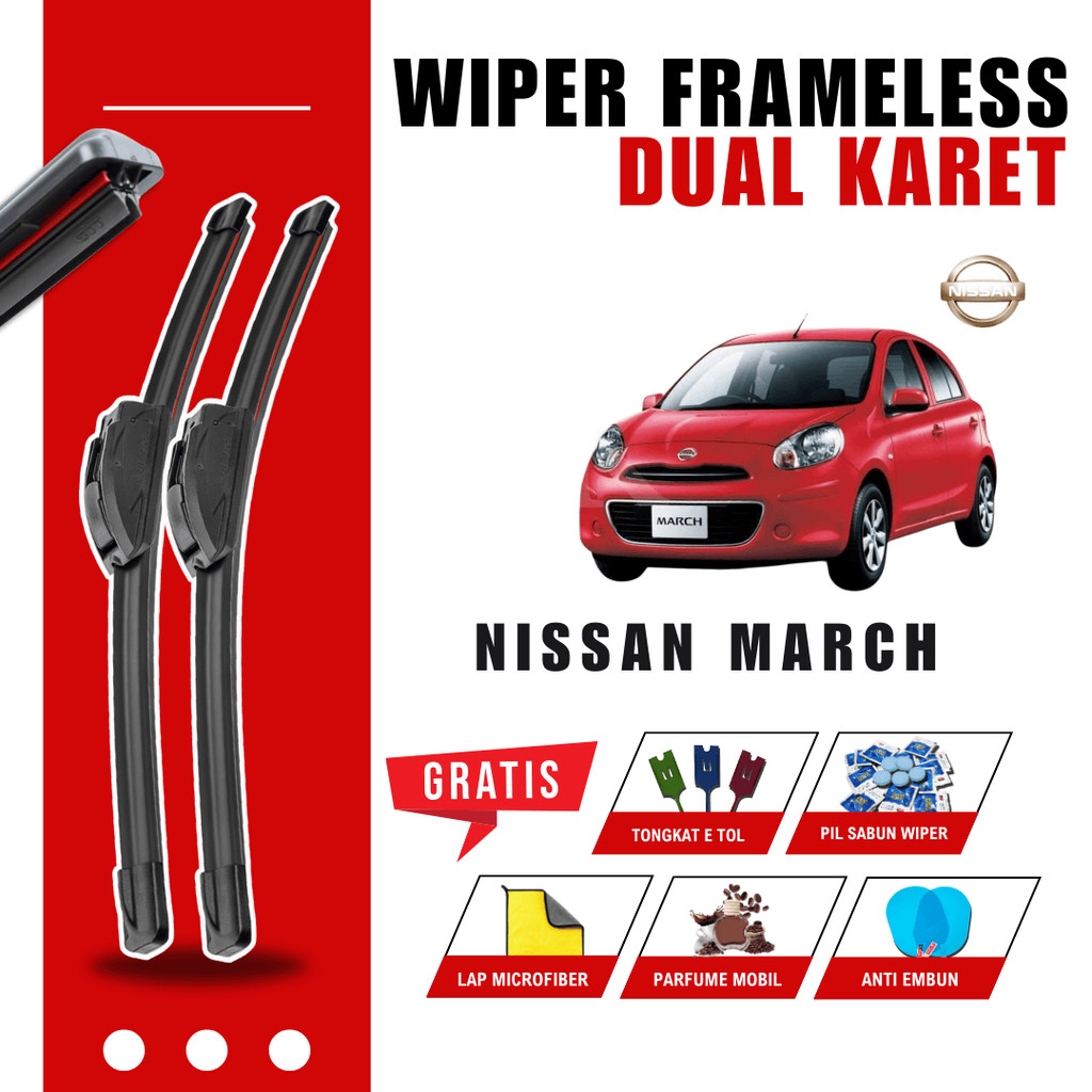 ที่ปัดน้ําฝนกระจกคู่ Nissan March ฟรี 5 โบนัส