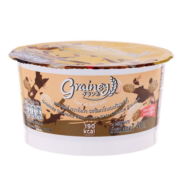 🌷 เกรนเน่ย์กราโนล่ารสช็อกโกแลตชิพคุกกี้ 40กรัม 🍃 8857124188372 🌻 Grainey Granola Chocolate Chip Cook