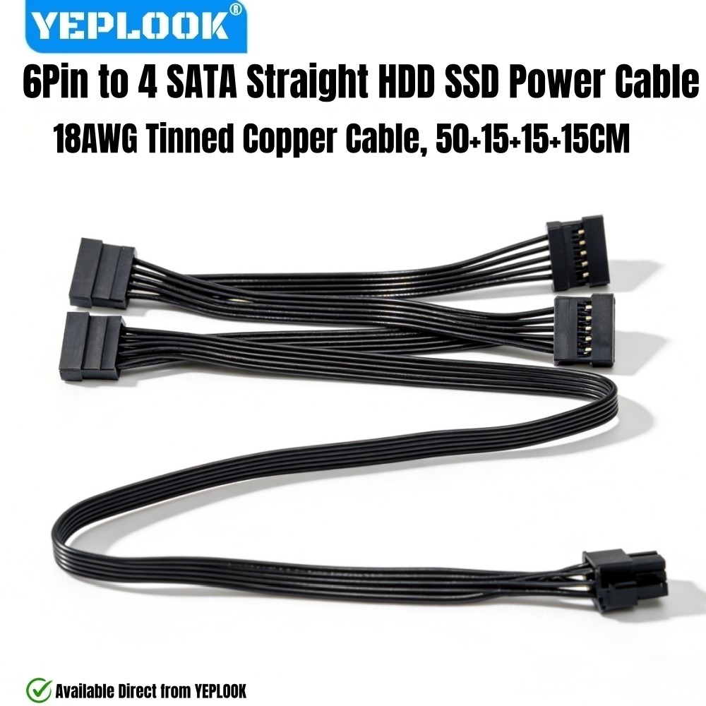 YEPLOOK 6Pin ถึง 4 SATA ตรง SSD HDD สายไฟสําหรับ Corsair CS850M, CS750M, CS650M, CS550M, CS450M CS-M
