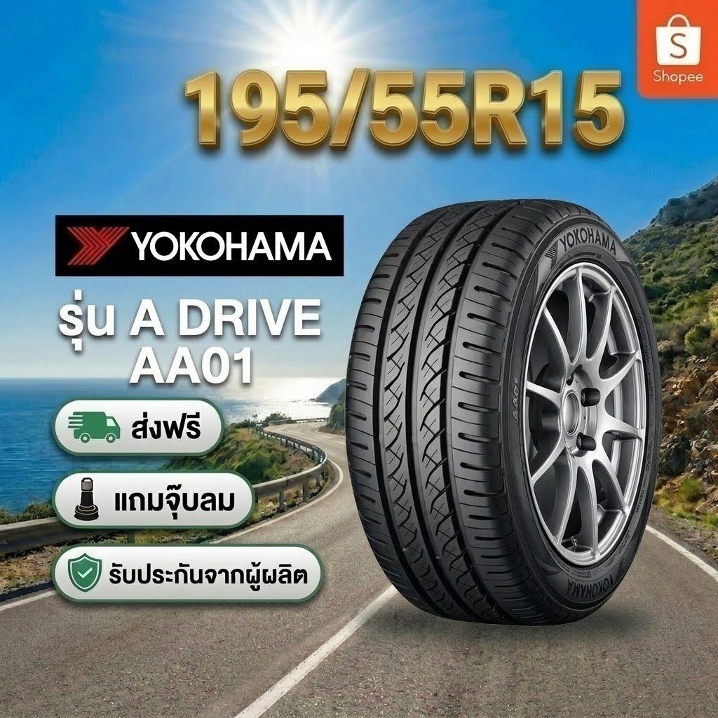 195/55R15 YOKOHAMA ADVAN A052 ยางใหม่ 1 เส้น ปี 2026