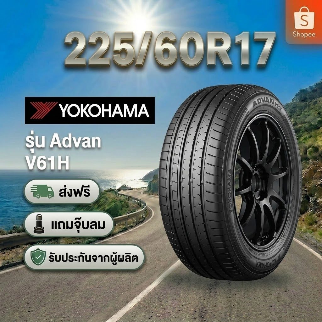 225/60R17 YOKOHAMA Advan V61 ยางใหม่ 1 เส้น ปี 2026
