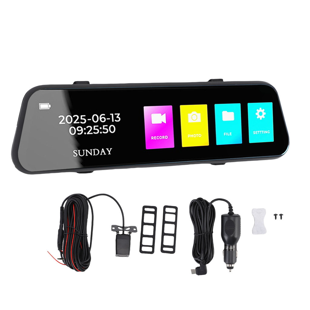 4K กระจกมองหลังกล้อง 9.66in สตรีมมิ่ง Media Dash Cam การบันทึกแบบห่วงด้านหน้าพร้อมหน้าจอสัมผัส REFG1