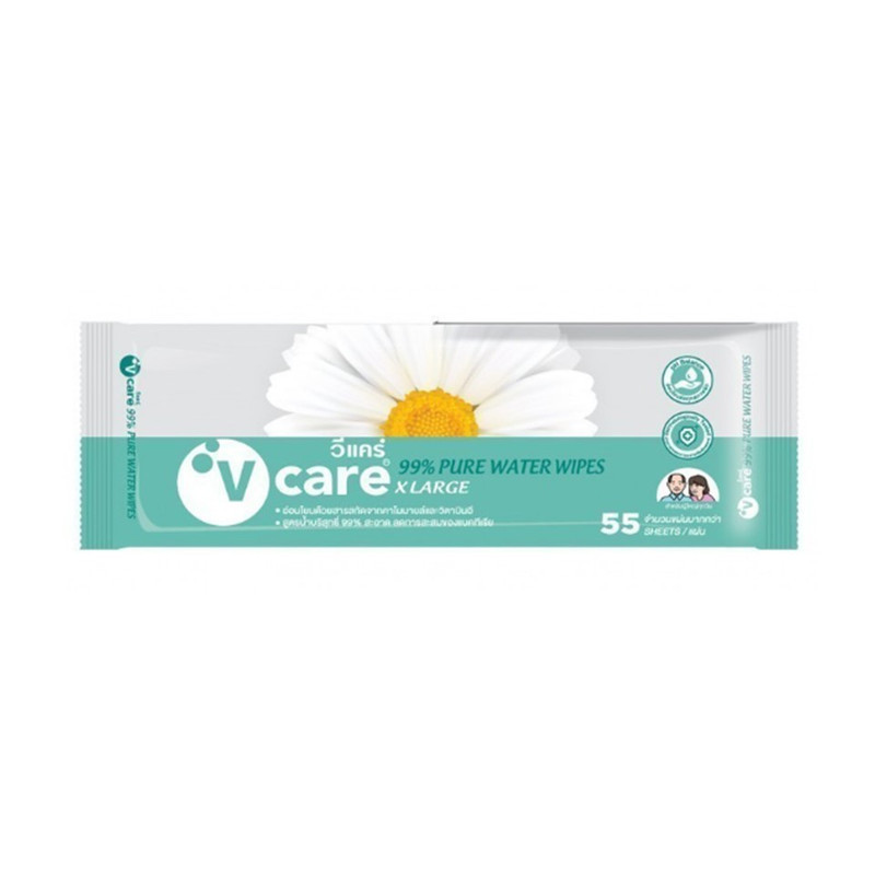 V CARE วีแคร์ ผ้าเช็ดทำความสะอาดผิว แบบเปียกสำหรับผู้ใหญ่ น้ำบริสุทธิ์ 99% 5VC0180500101