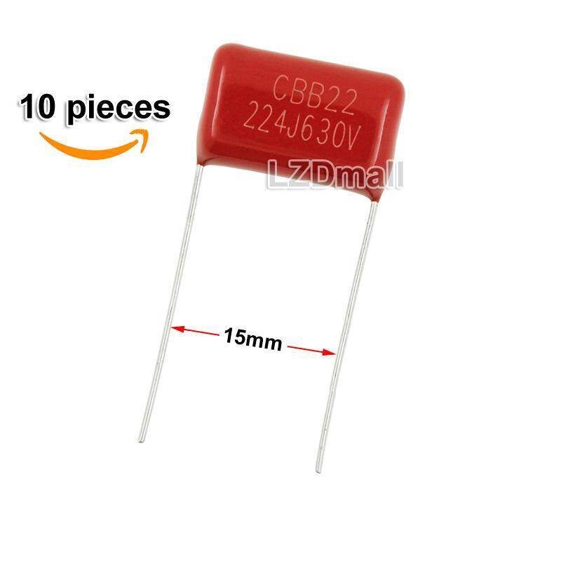 10pcs CBB22 224J630V 0.22UF 630V224J Pitch 15 มม.224 630V 224J 220nf CBB ตัวเก็บประจุฟิล์มโพรพิลีน