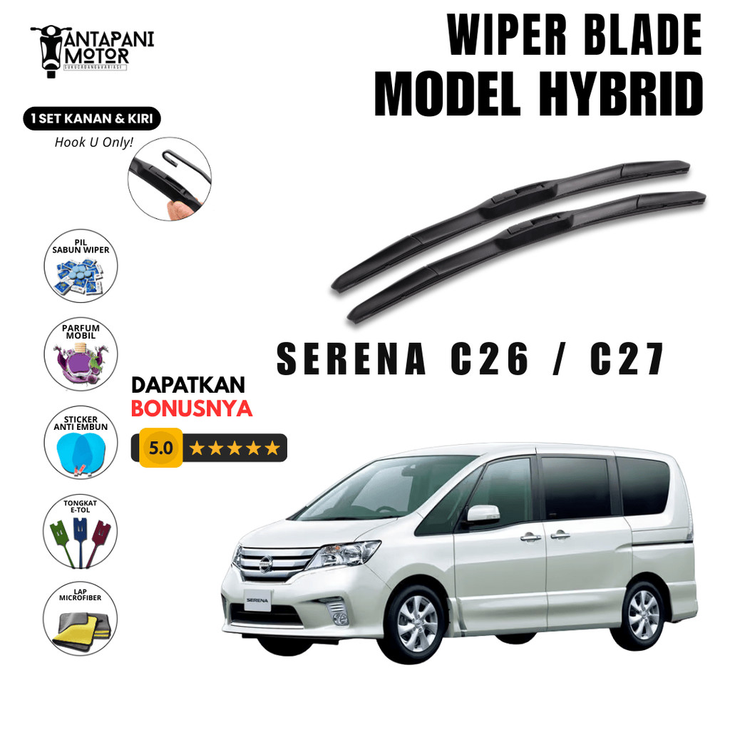 Nissan Serena C26 / C27 ที่ปัดน้ําฝนกระจกรถยนต์ไฮบริดฟรี 5 โบนัส