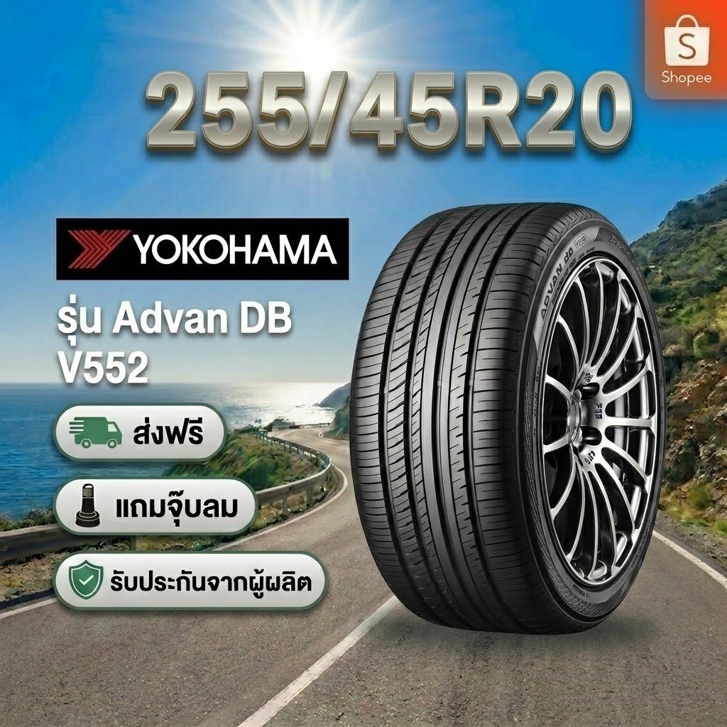 255/45R20 YOKOHAMA ADVAN dB Decibel V552 ยางใหม่ 1 เส้น ปี 2026