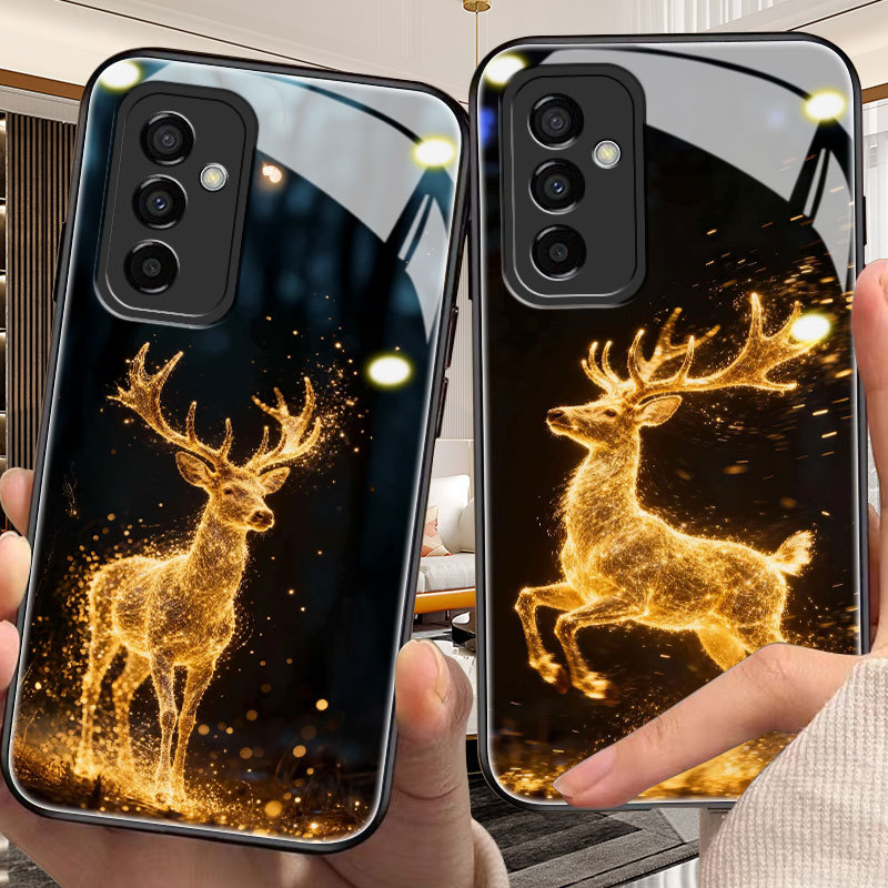 Deer Casing for samsung a34,a41,a42,a50/s,a51,a80,a81,a90,j2/core/prime,j3,j4,j5,j6,j7/plus/s) กระจก