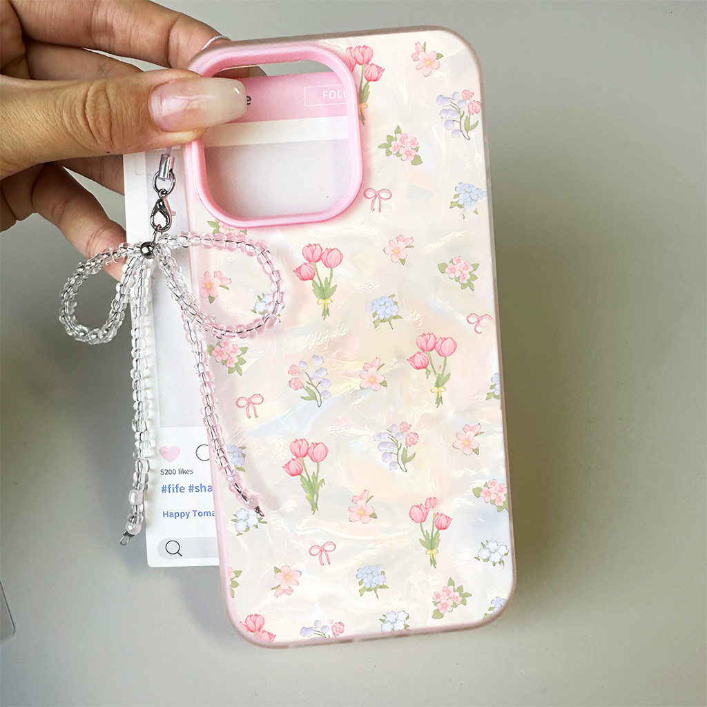 HP GANTUNGAN [Combined Case+Lanyard] Flower Case Redmi Note 14 4G 5G Poco F7 A5 15 15C 14C A5 2025 M