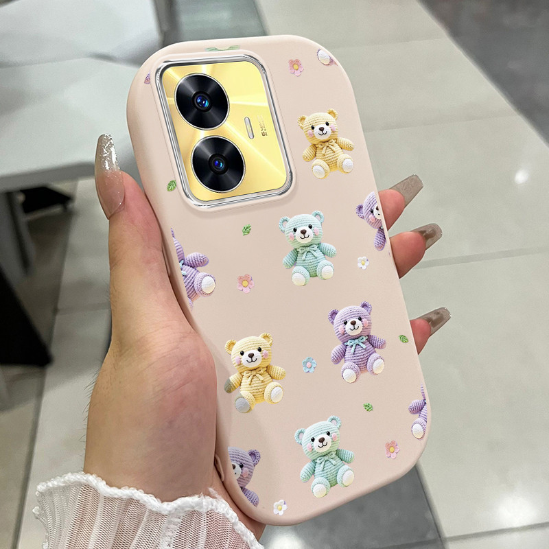 เคสสำหรับ Realme C55 Narzo N55 เคสโทรศัพท์หมีแมวขนมหวานกันกระแทกกลมและอ้วน