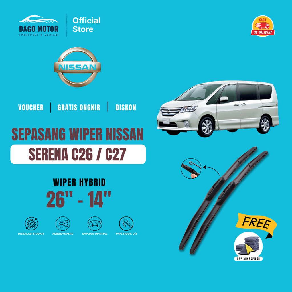 Nissan Serena C26 / C27 Hybrid ที่ปัดน้ําฝนกระจกรถยนต์ฟรีผ้าไมโครไฟเบอร์