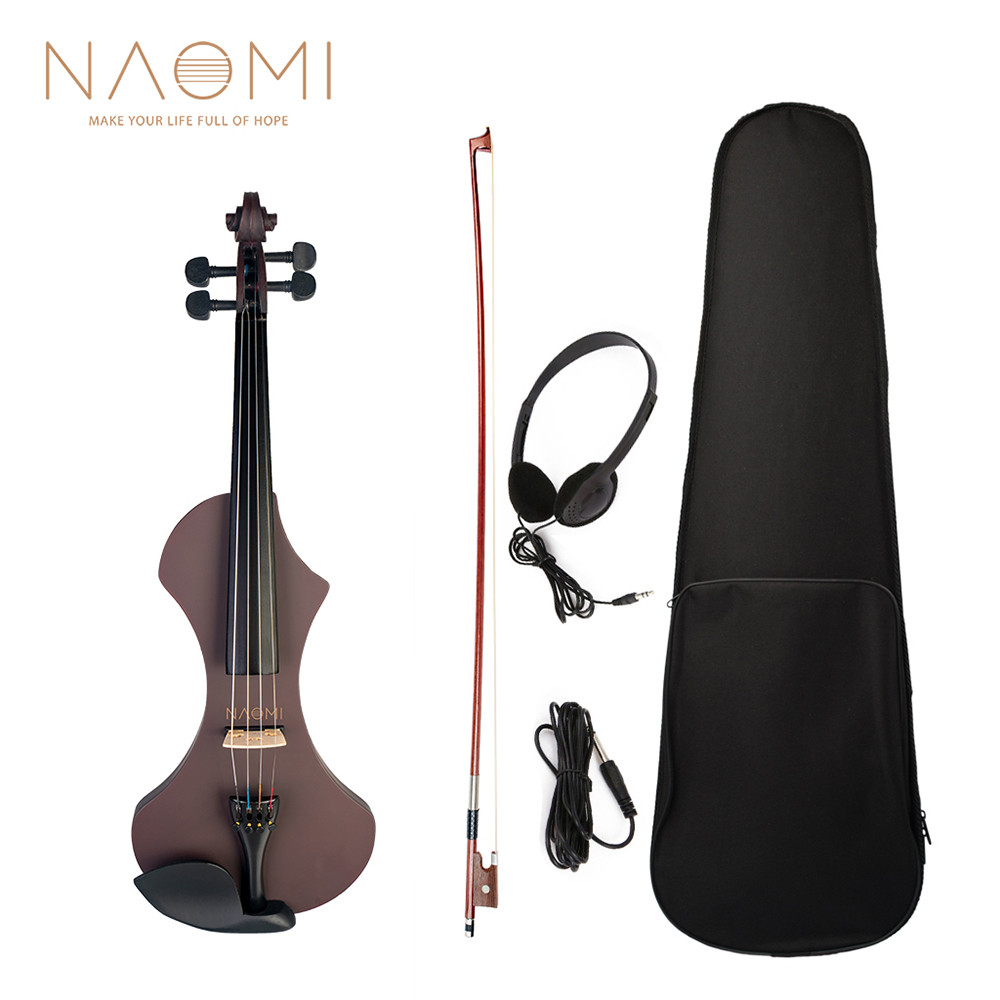 [musb] NAOMI V1 Series 4/4 ขนาดเต็มไวโอลินไฟฟ้าHand-Carvedตัวไม้เนื้อแข็งพร้อมบราซิลวูดแปดเหลี่ยมโบว