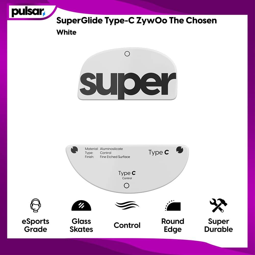 Pulsar เมาส์สําหรับเล่นเกมอุปกรณ์เสริม SuperGlide Type-C ZywOo Chosen สีขาว Ultra Smooth Low Frictio