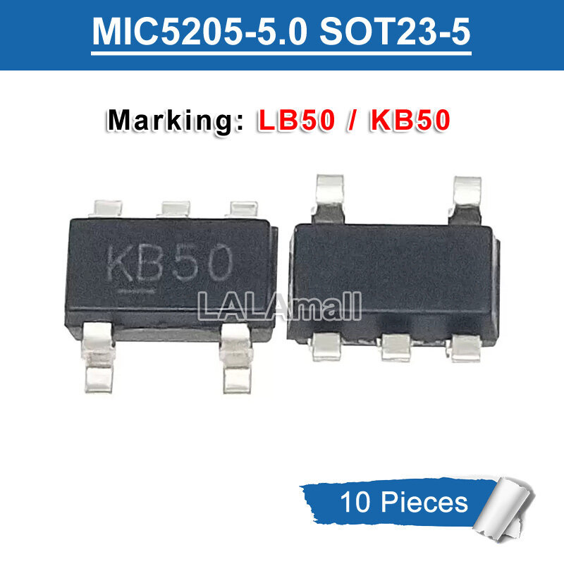 10pcs MIC5205-5.0 SOT-23 MIC5205 เครื่องหมาย KB50 LB50 SOT-23-5 MIC5205-5.0YM5 MIC5205-5.0BM5 SOT23-