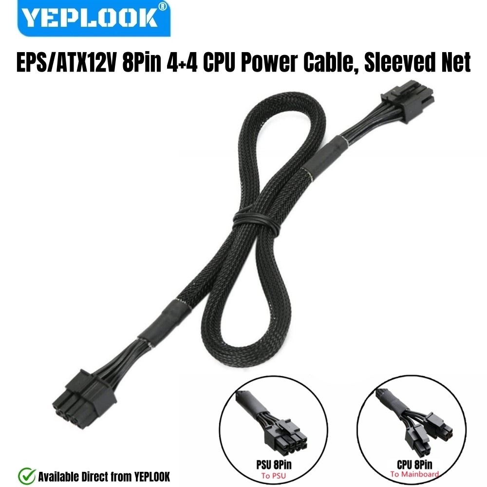 YEPLOOK 8Pin 4+4 CPU Power Cable Sleeved Net สําหรับ Corsair CX850M, CX750M, CX650M, CX600M, CX550M,