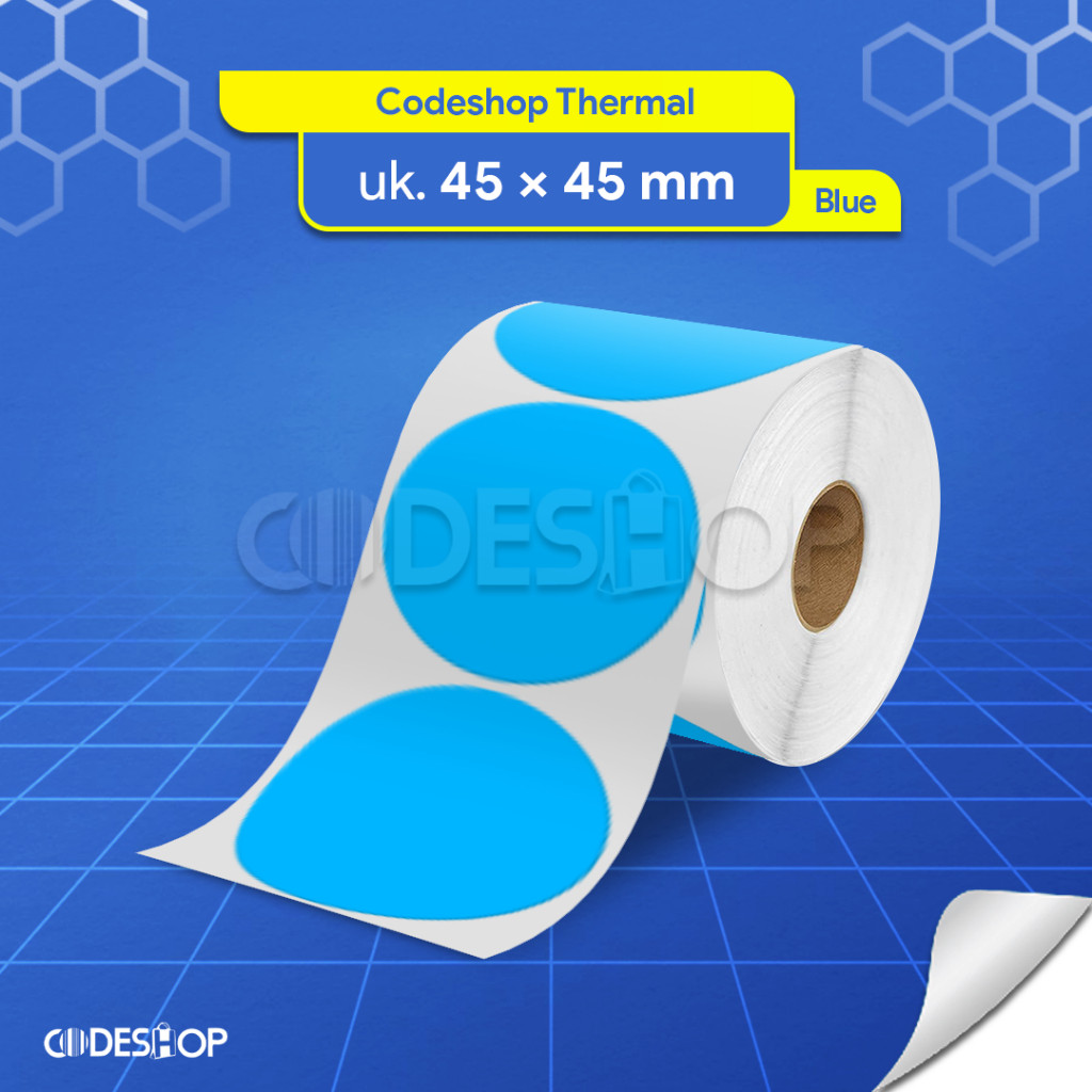 Codeshop Blue Round Thermal Label Stickers 45x45 mm 1 Line 200 ชิ้น