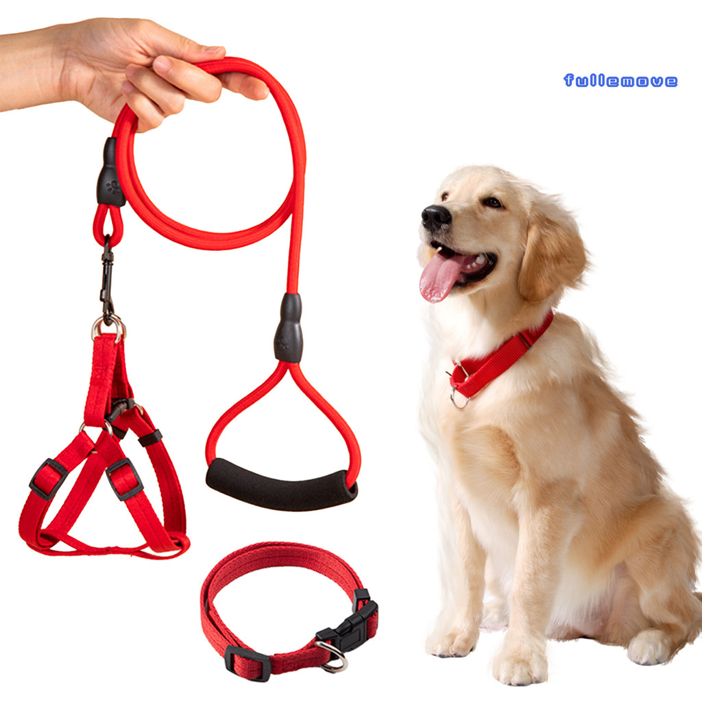 Fullemove สายจูงสุนัขพร้อมที่จับเบาะ Mountain Climbing เชือกไนลอนสายจูงพร้อมสายรัดคอ Heavy Duty 4Ft 