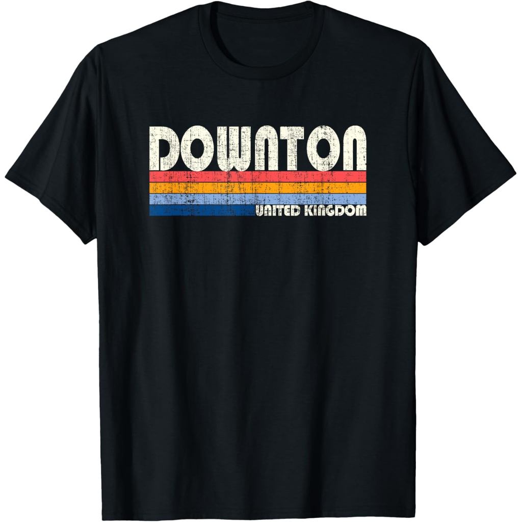 เสื้อยืดผ้าฝ้ายผู้ชาย Retro Vintage 70s 80s Style Downton เสื้อยืดสหราชอาณาจักร