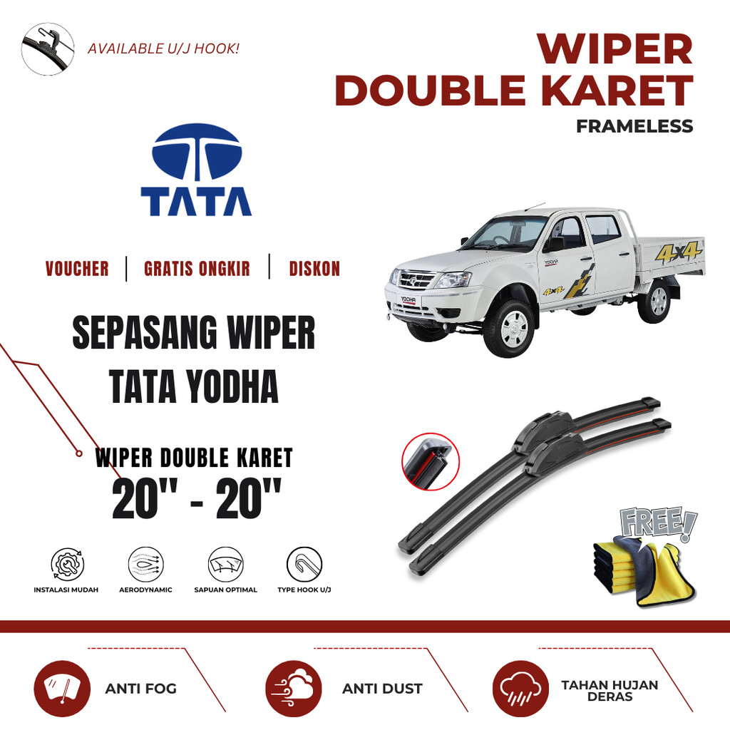 Tata Yoha Dual Car Windshield Wiper ฟรีผ้าไมโครไฟเบอร์