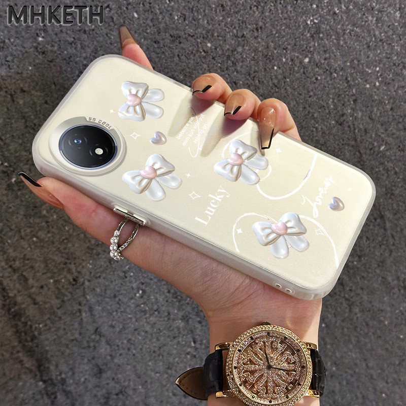 MHKETH เคสสำหรับ VIVO Y02 Y02A Y02T Y11 2023 Y02s เคสโทรศัพท์ทนต่อแรงกระแทกโบว์แฟชั่นขั้นสูง