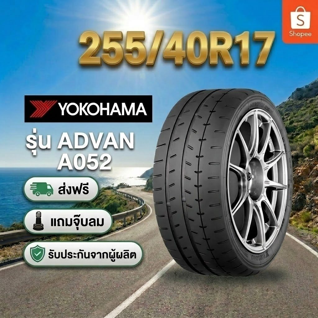 255/40R17 YOKOHAMA ADVAN A052 ยางใหม่ 1 เส้น ปี 2026