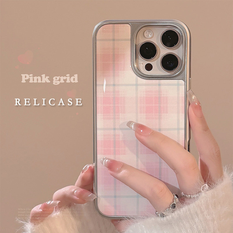 Pink Aesthetic Girls Checkered Casing Hp Redmi Note 15 Pro + 5G Note 14 Pro 12 Pro Plus Note 11S 9S 