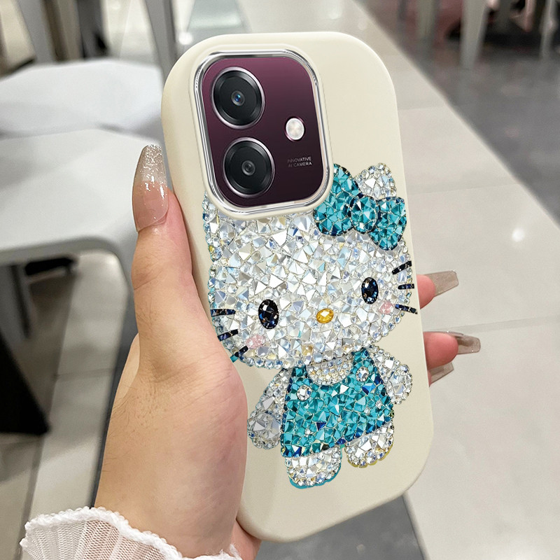 เคสสำหรับ OPPO A3 2024 A3 5G A3X 4G A3X 5G A3 Pro 5G เคสโทรศัพท์เพชรแมวกันกระแทกกลมและอ้วน