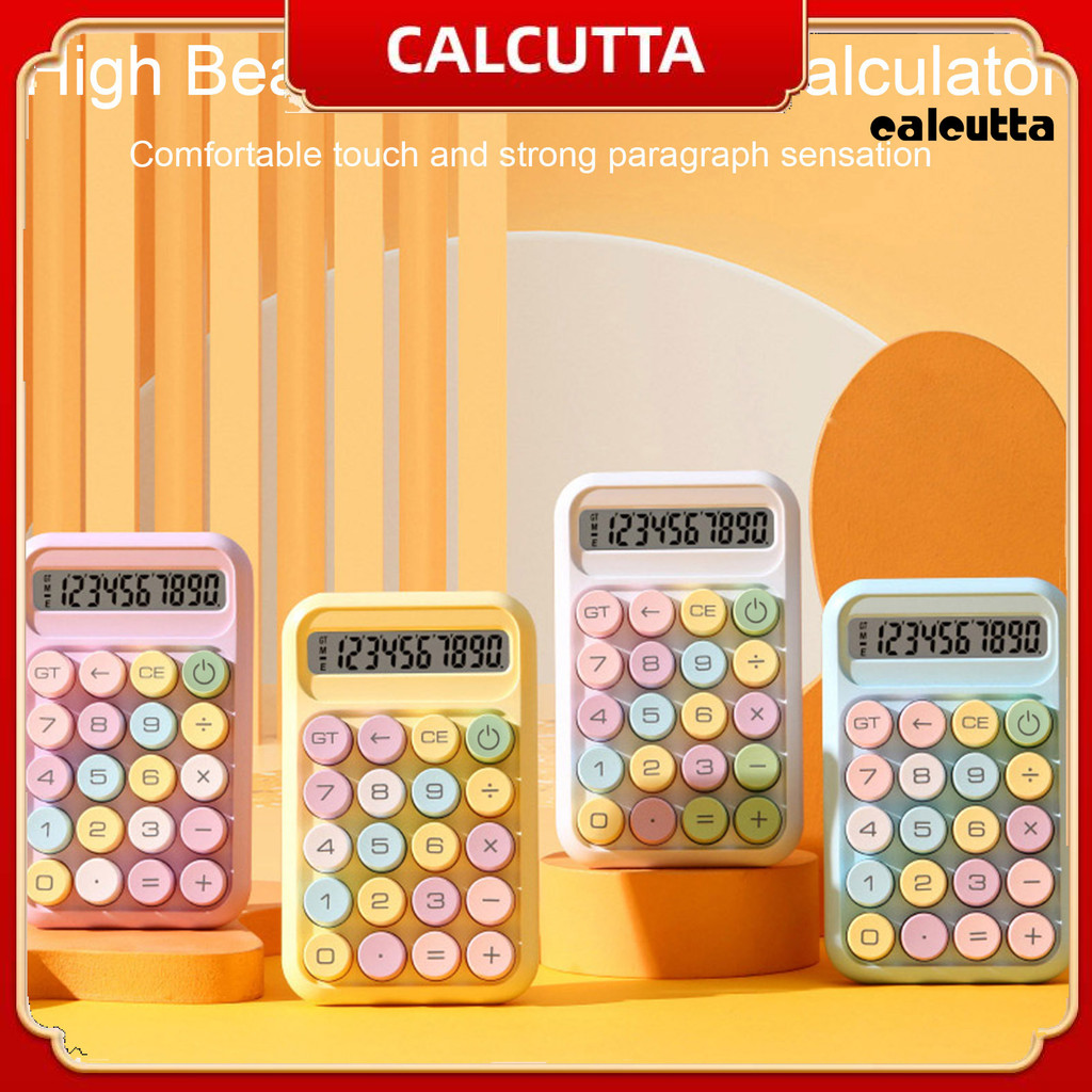 [cal]Mechanical Calculator Retro เครื่องพิมพ์ดีดสไตล์ 10 หลักเครื่องคิดเลขพร้อมจอแสดงผล LCD ขนาดใหญ่