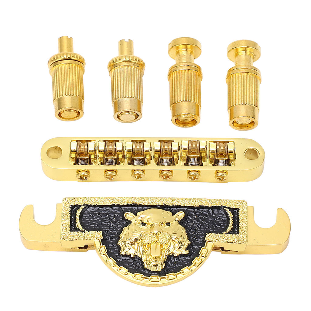 [musb] Guitar Roller Saddle Bridge Lion Pattern Metal Electric Tailpiece สําหรับ LP 6mm Gold