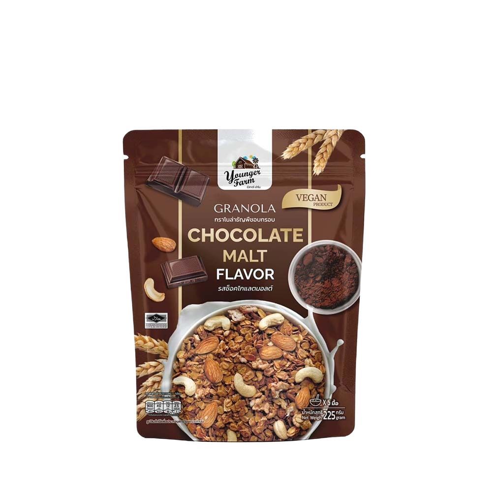 🐙 ยังเกอร์ฟาร์ม กราโนล่า รสช็อคโกแลตมอลต์ 200 กรัม 🐟 YOUNGER FARM GRANOLA CHOCOLATE MALT 200G. 🐞   🐒