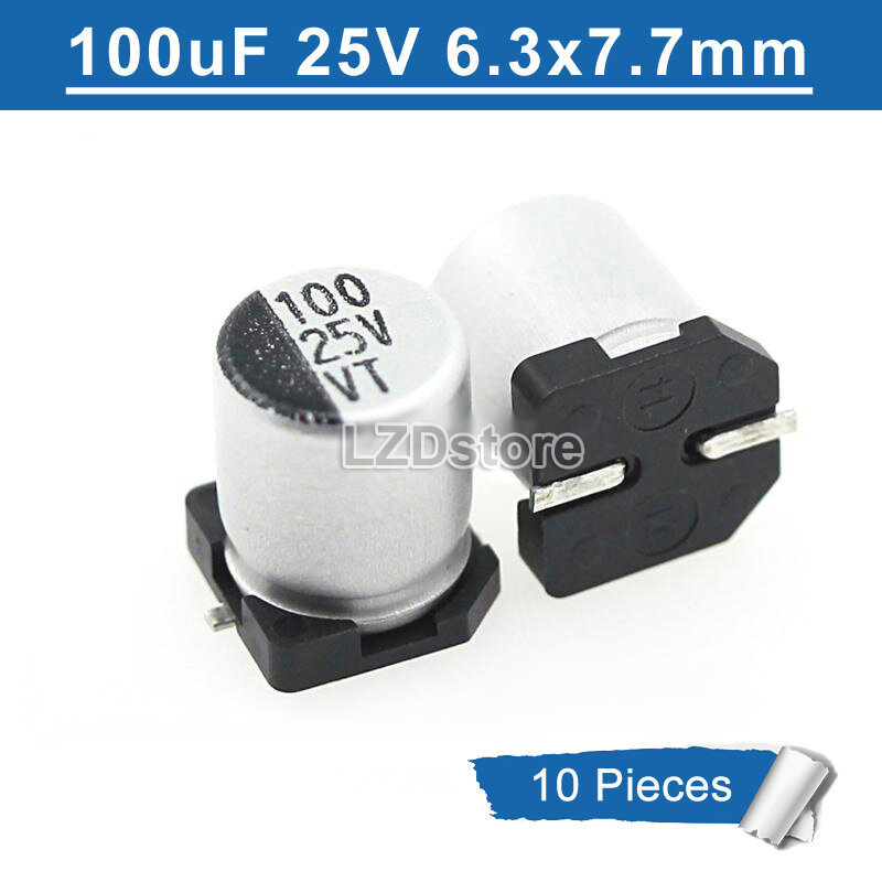 10pcs Electrolytic Capacitor 100UF 25V 35V 100uF25V 100uF35V SMD อลูมิเนียม Electrolytic Capacitor 2