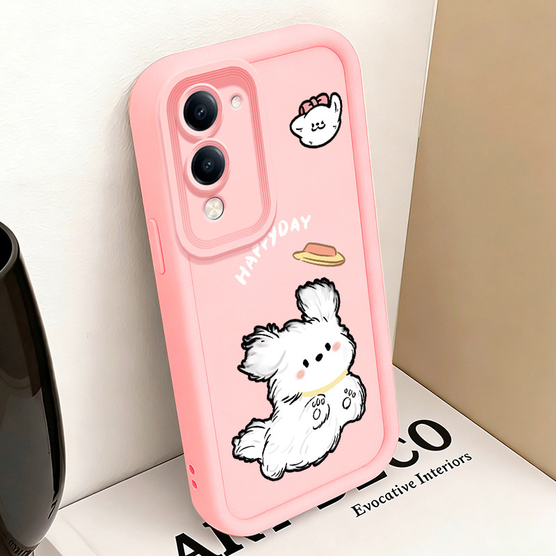 Casing Hp for VIVO Y04 Y29s 5G Y19 5G T4 Lite 5G Case Small dog and flying saucer Silicone Case ที่ไ
