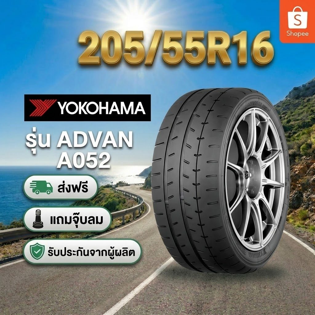 205/55R16 YOKOHAMA ADVAN A052 ยางใหม่ 1 เส้น ปี 2026