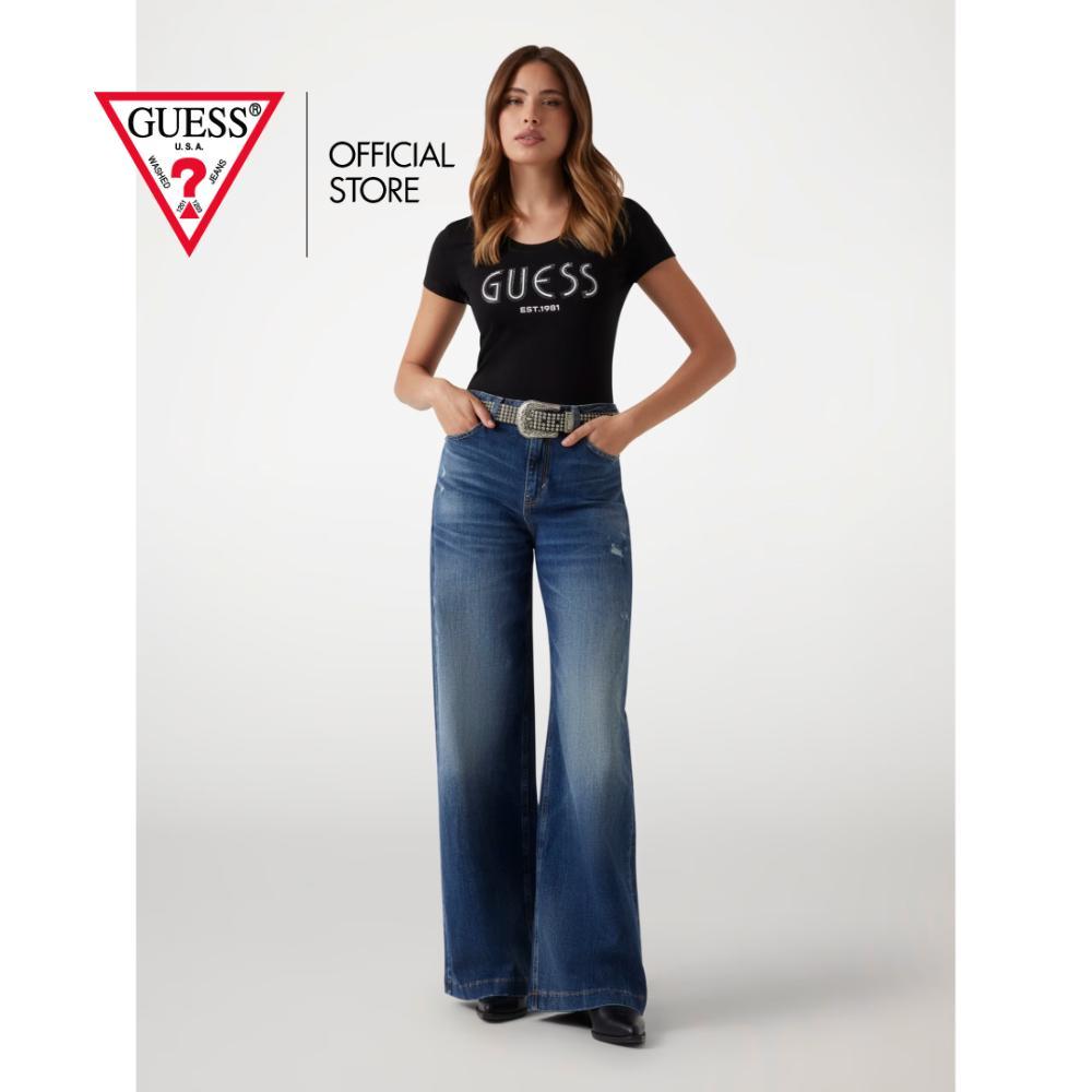 GUESS เสื้อยืดแขนสั้นผู้หญิง รุ่น W5YI05J1314 สีดำ