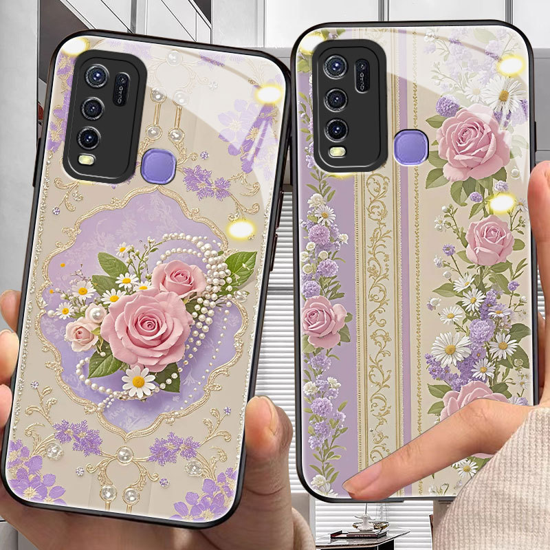เคสหรูหราสําหรับ vivo Y30/i,y31,y33/s/t,y35,y36,y39,y50,y51/a,y55,y66,y67,y72,y76/y93) เคสกระจกนิรภั