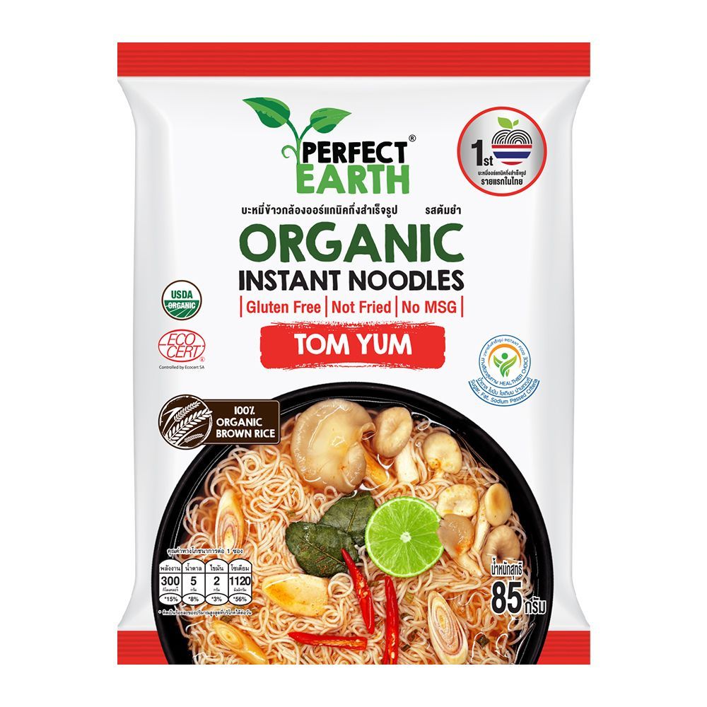 🐙 เพอร์เฟคเอิร์ธ บะหมี่ข้าวกล้องต้มยำ 85ก 🐟 PERFECT EARTH ORGANIC NOODLES TOMYUM 85G 🐞   🐒
