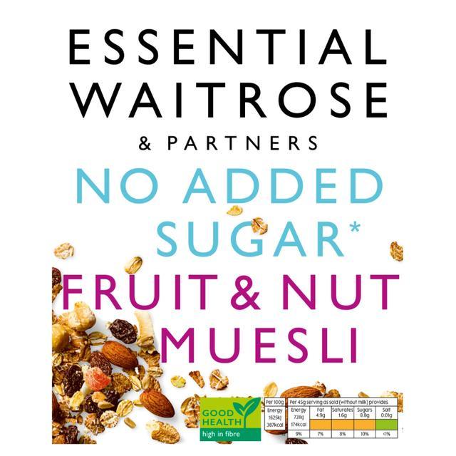 🔥 เวทโทรสเอสเซนเชียลโนแอดเดดชูการ์ฟรุตแอนด์นัทมูสลี่ 1กก. 💰 Waitrose Essential No Added Sugar Fruit 