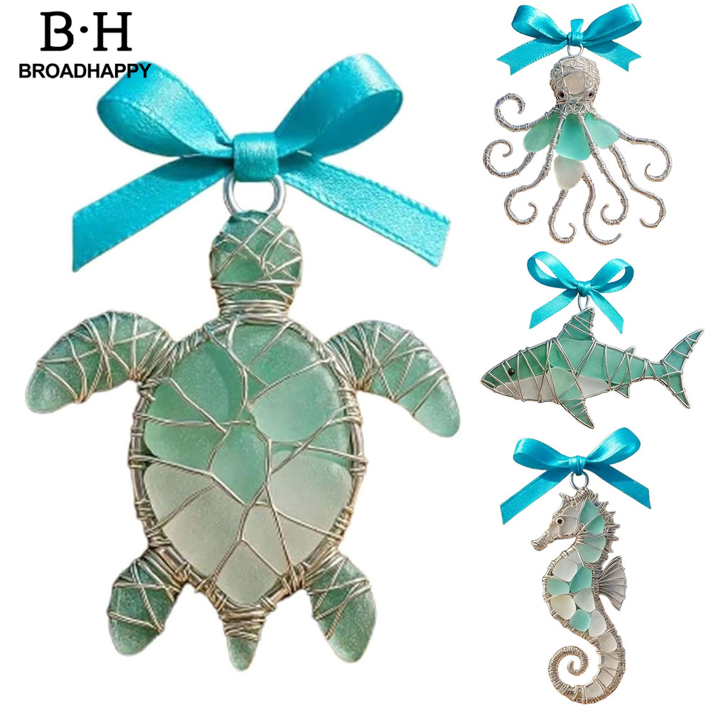 [COD]☆จี้รถ Handcrafted Sea Glass เครื่องประดับ Sea Turtle Octopus Seahorse Ocean สัตว์ออกแบบเครื่องประดับ Beach Decor