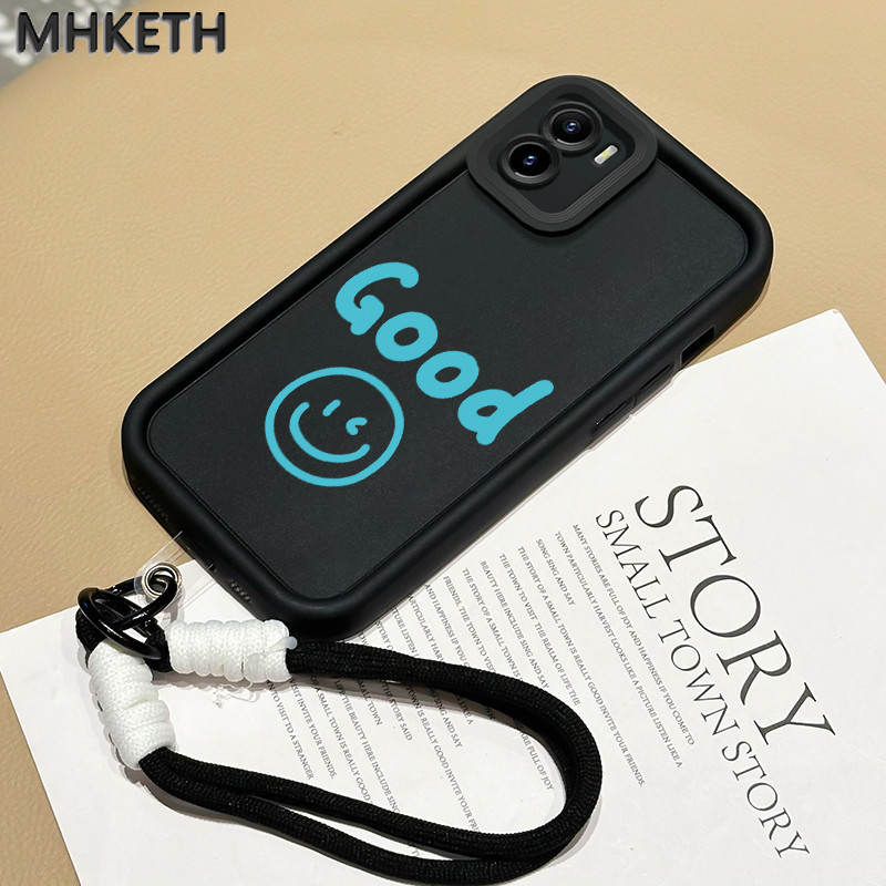 MHKETH เคสสำหรับ VIVO Y15S Y15A Y15C Y01 เคสโทรศัพท์แขวนเชือกคู่รักยิ้มโชคดี