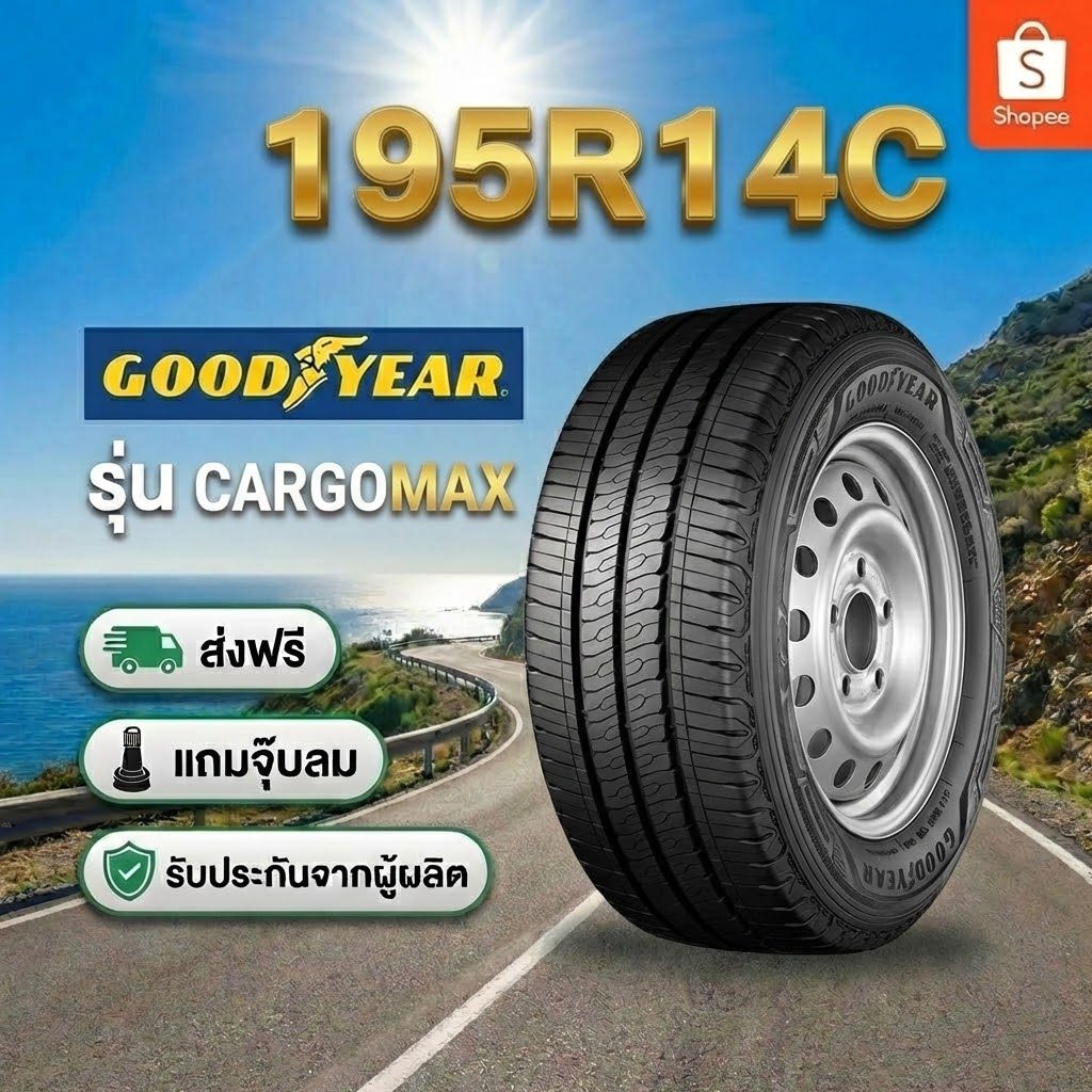 ยาง 195R14C GOODYEAR CARGOMAX ราคาต่อเส้น  ปี 2026