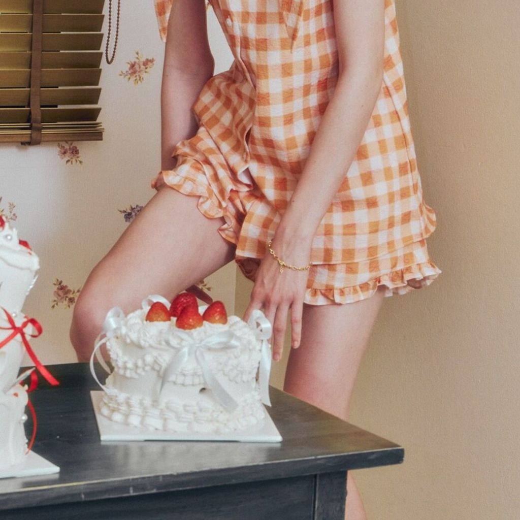lookbookpetite rabbit shorts (adult) orange ribbon กางเกงขาสั้นผู้หญิง