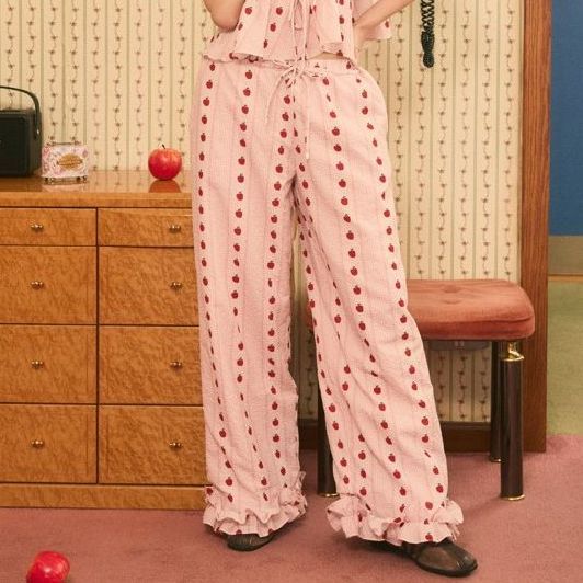 lookbookpetite rosie pants (adult) pink pommette กางเกงเอวยางยืด รุ่น rosie สี pink pommette